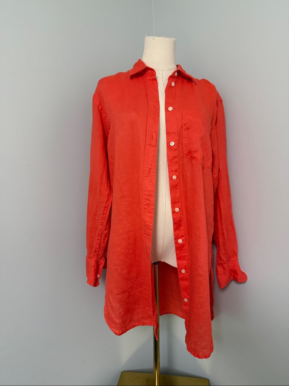 GAP 100% Linen Button-Up Shirt | XS | Orange | Oversized Fit | Beach Cover-Up